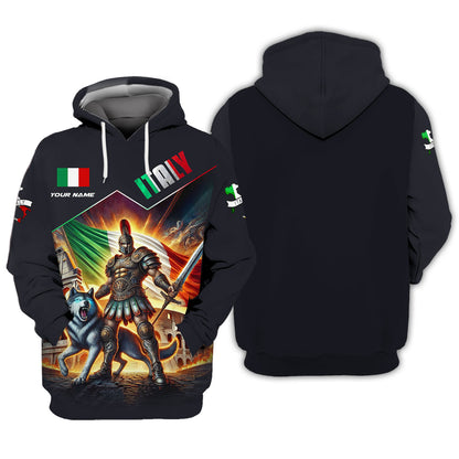 Camisetas con estampado 3D completo de Caballeros de Italia, regalo con nombre personalizado para amantes de Italia