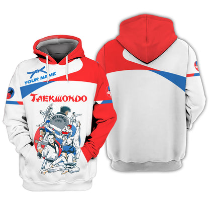 Camiseta con estampado 3D completo de El espíritu del taekwondo, regalo personalizado con nombre para amantes del taekwondo