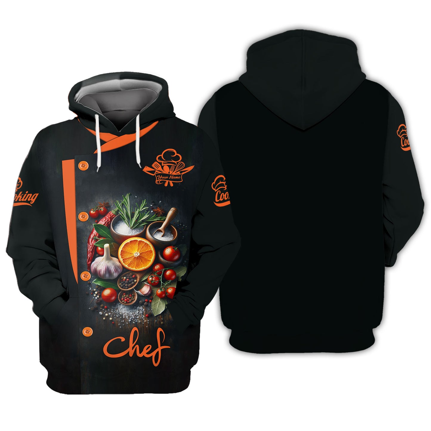 Personalized Chef Shirt - Vibrant Citrus and Spice Design for Passionate Cooks