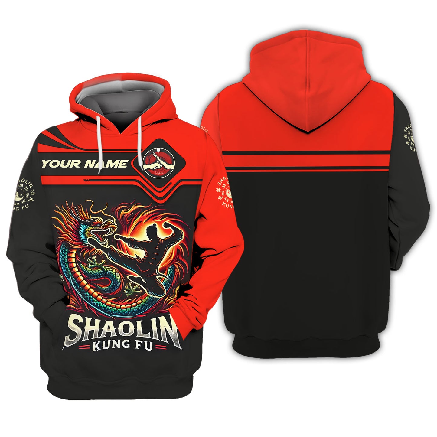 Camisetas personalizadas de Shaolin Kung Fu con Gragon, regalo para amantes del Shaolin Kung Fu Camiseta 3D de Shaolin Kung Fu