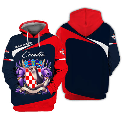 Personalized Croatia Pride Shirt - National Symbol Zipper Hoodie Custom 3D Shirts