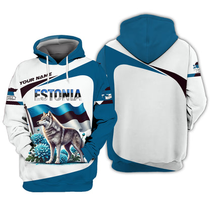 Camiseta de Estonia con impresión 3D completa y nombre personalizado como regalo para los amantes de Estonia