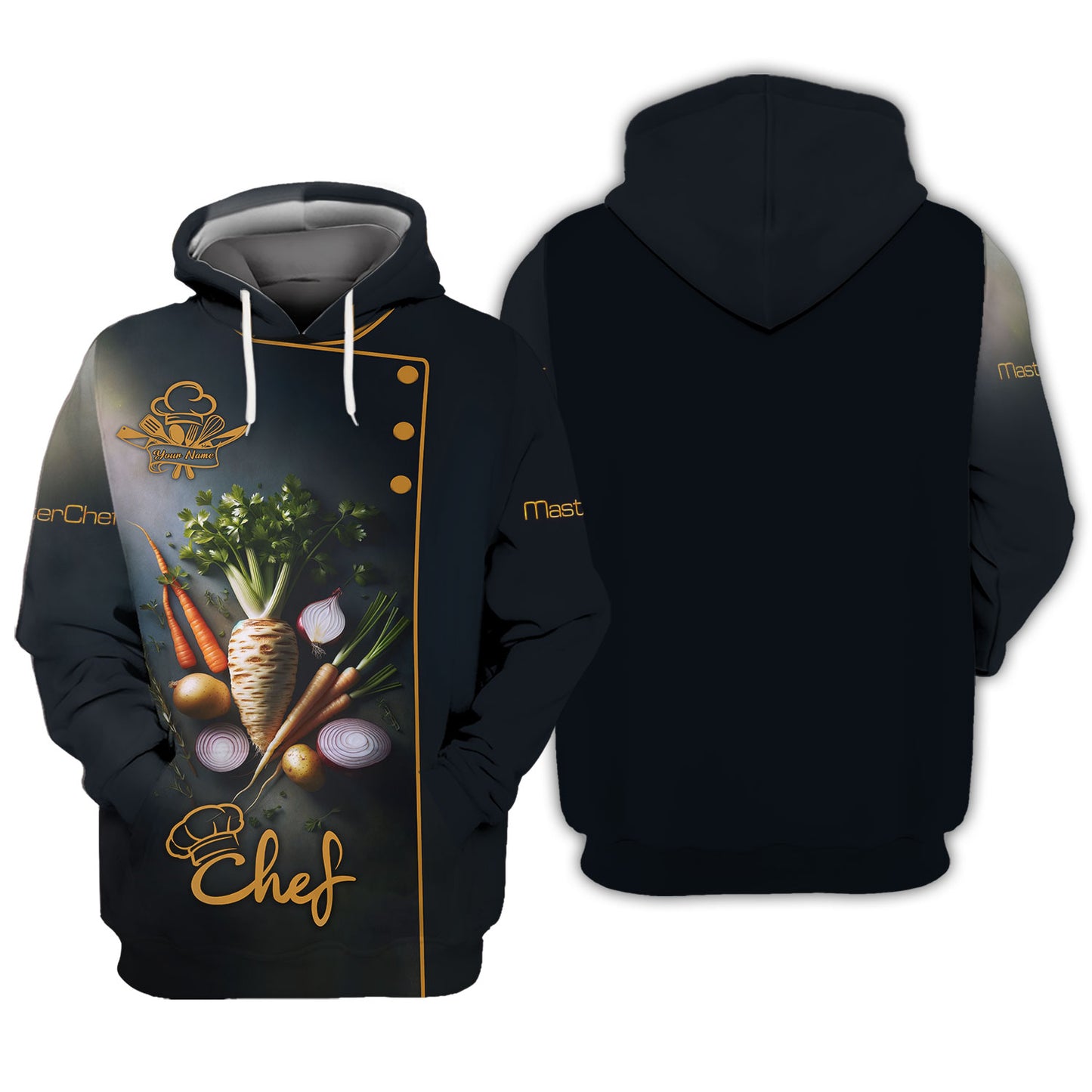 Camisa de chef personalizada: elegante diseño de tubérculo para maestros culinarios