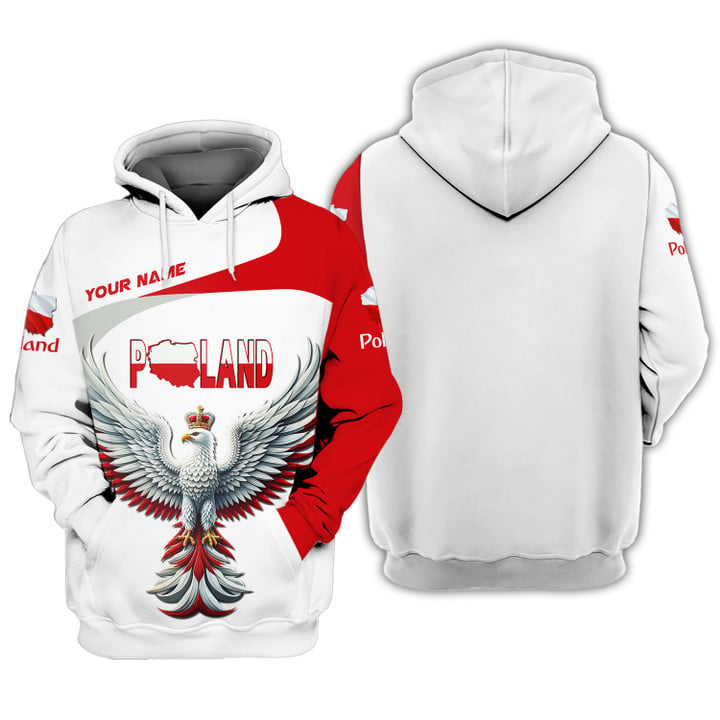 Personalized Poland Pride Shirt - Crowned White Eagle in Flight