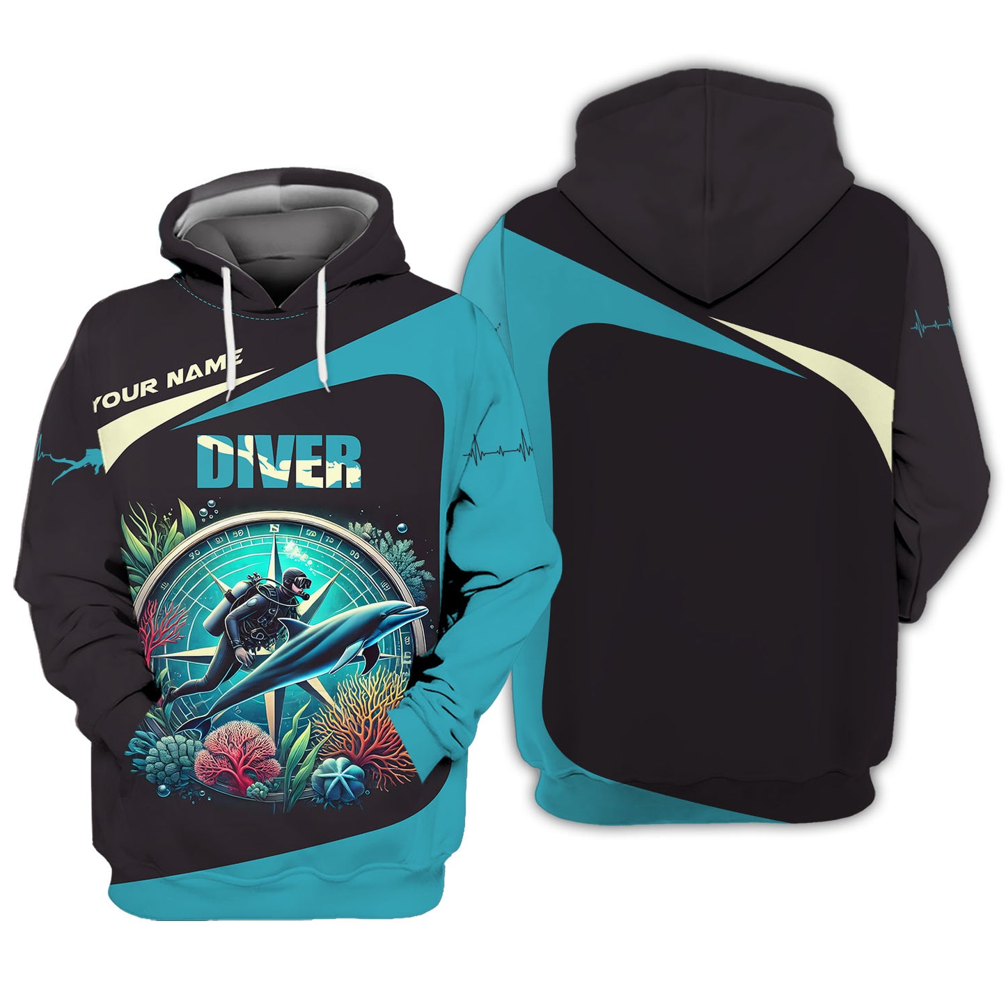 Camisetas de buceo con impresión 3D completa, regalo con nombre personalizado para amantes del buceo