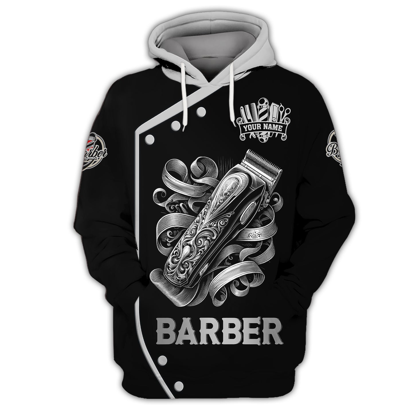 Camiseta con tatuaje 3D de cortadora de pelo, camisetas personalizadas de barbería, regalo para barbero