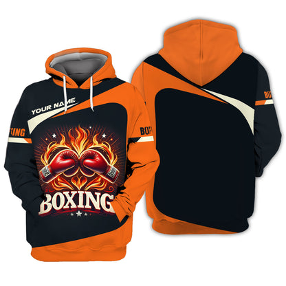 Camiseta personalizada con nombre en 3D y corazón de boxeo, regalo personalizado para amantes de los boxeadores