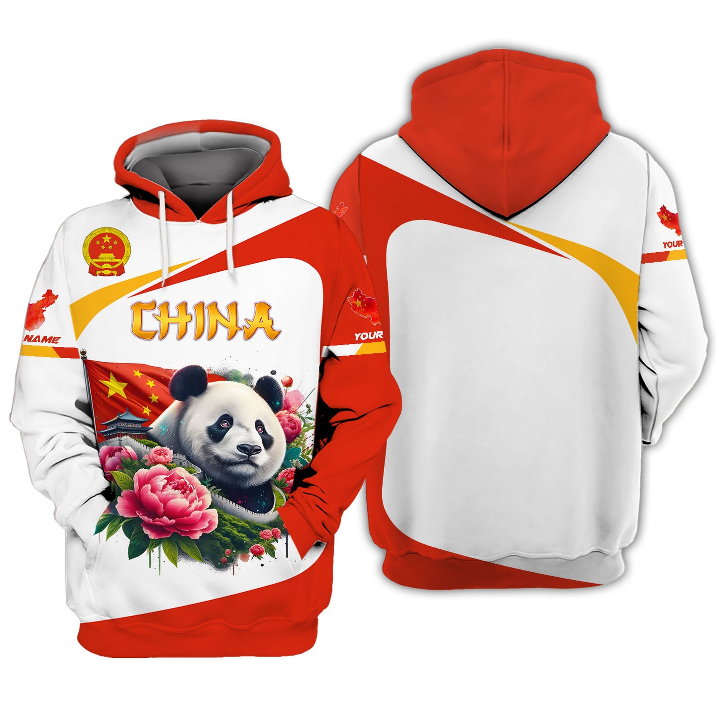 T-shirt imprimé panda en 3D avec drapeau chinois, cadeau personnalisé pour les amoureux chinois