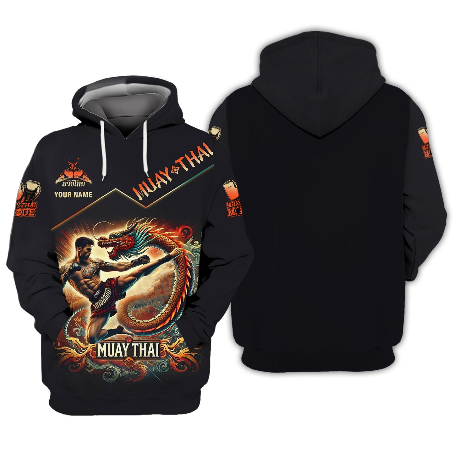 Camiseta de luchador de muay thai con estampado 3D completo y dragón, regalo con nombre personalizado para amantes del muay thai