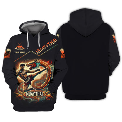 3D Full Print Muay Thai Fighter With Dragon Shirt Personalized Name Gift For Muay Thai Lovers