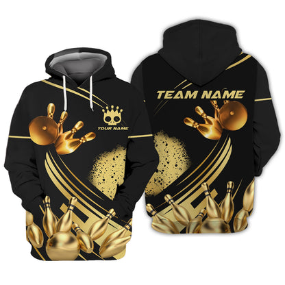 Camiseta personalizada del equipo de bolos: Strike in Golden Style