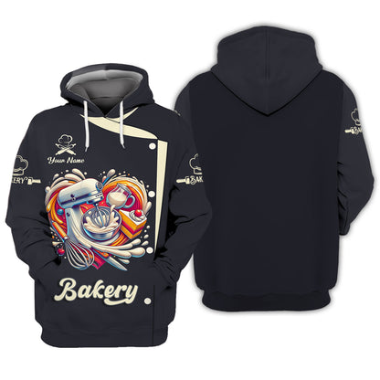 Camisetas con impresión 3D completa para hacer pasteles con corazón, regalo con nombre personalizado para amantes de la panadería