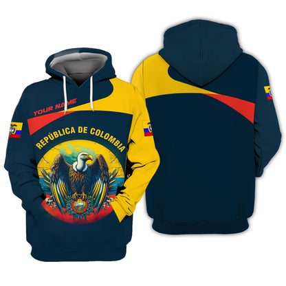 Coat Of Arms Republika De Colombia Personalized Name 3D Shirt Custom Gift For Colombia Lovers