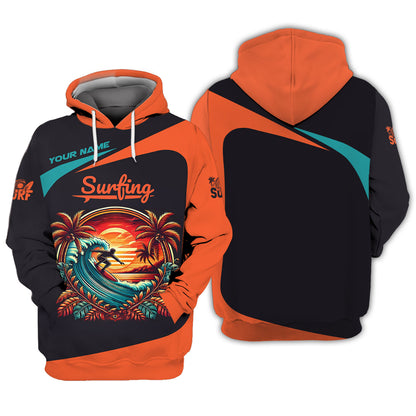 Surfing With Sunset Custom T-Shirts Gift For Surfing Lover 3D Shirt