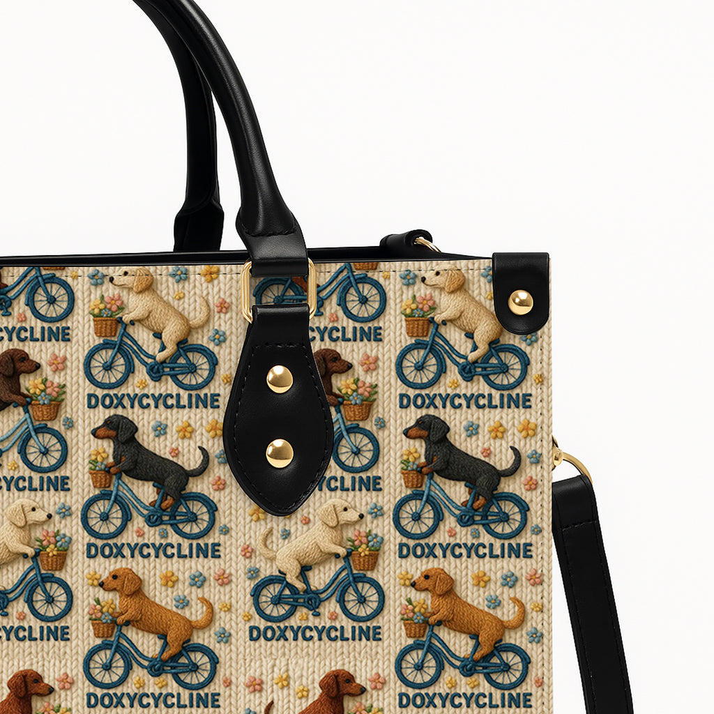 Dachshund Doxycycline Bicycle Handbag - Funny Dog Mom Tote Bag - Cute Dachshund Gift for Women - Unique Dog Lover Purse