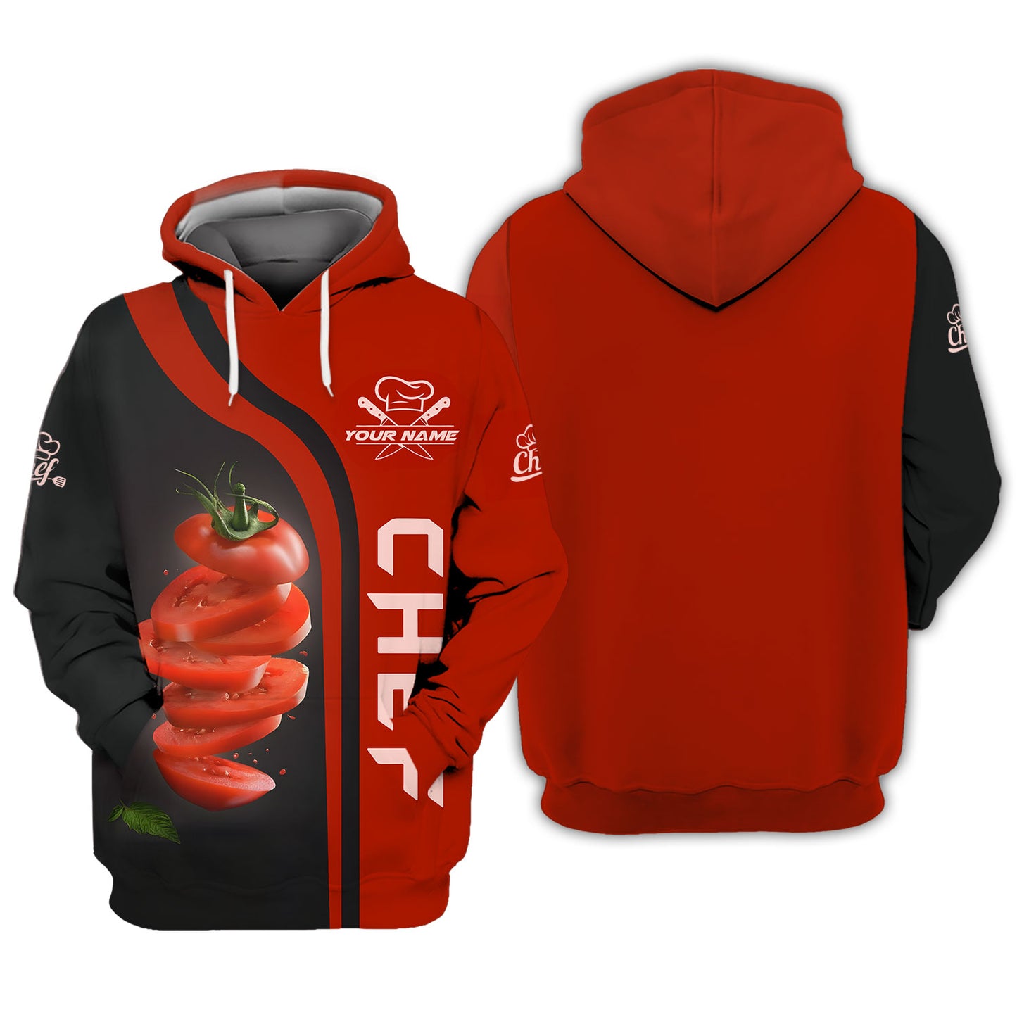 Personalized Chef Shirts - Fresh Tomato Slice Design for Culinary Artists