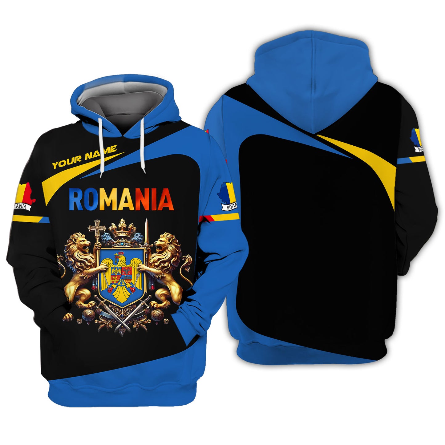 Camiseta personalizada con el escudo de armas de Rumania en 3D, regalo personalizado para los amantes de Rumania