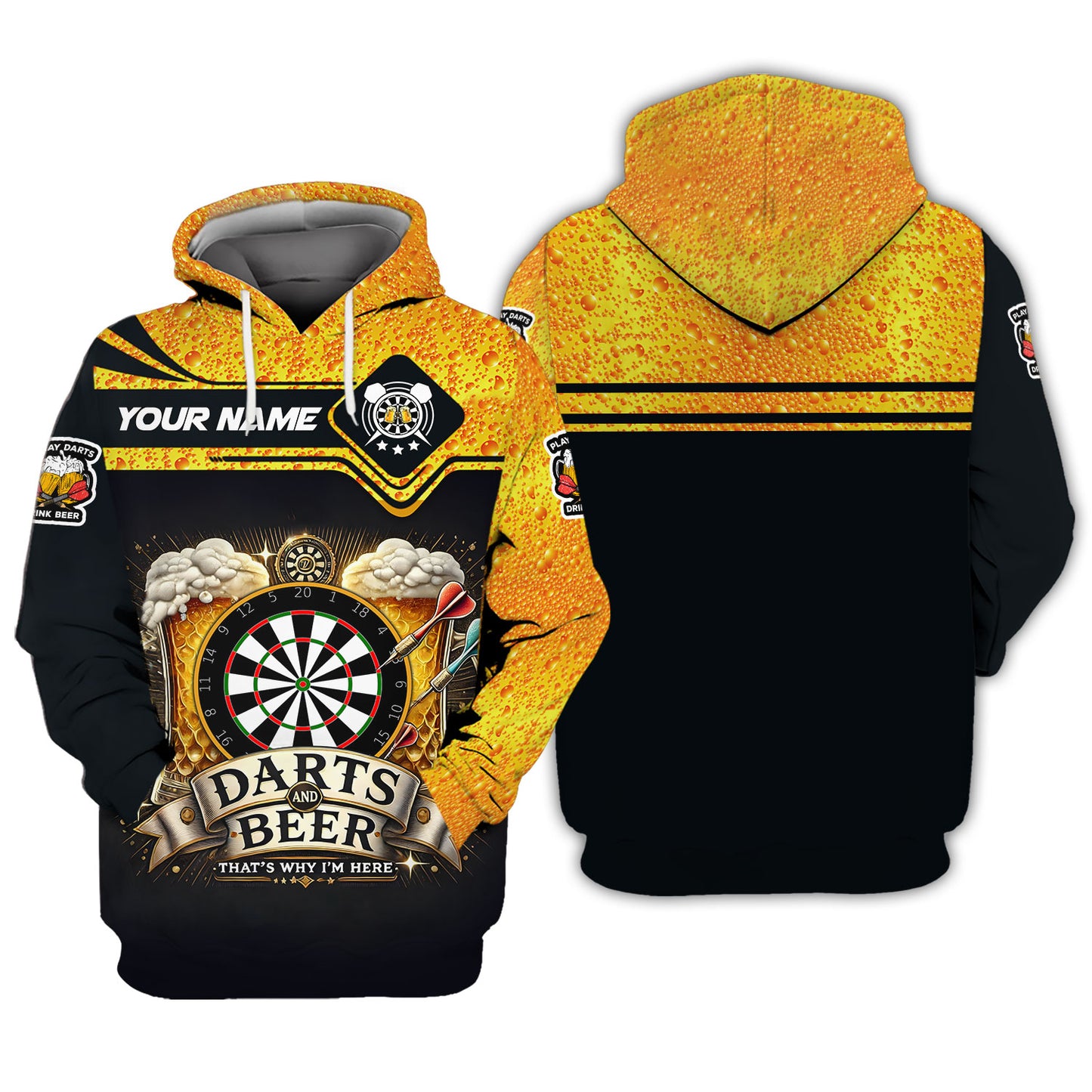 Darts And Beer That's Why I'm Here Shirt Personalized Name 3D Shirt For Beer Darts Club Lovers