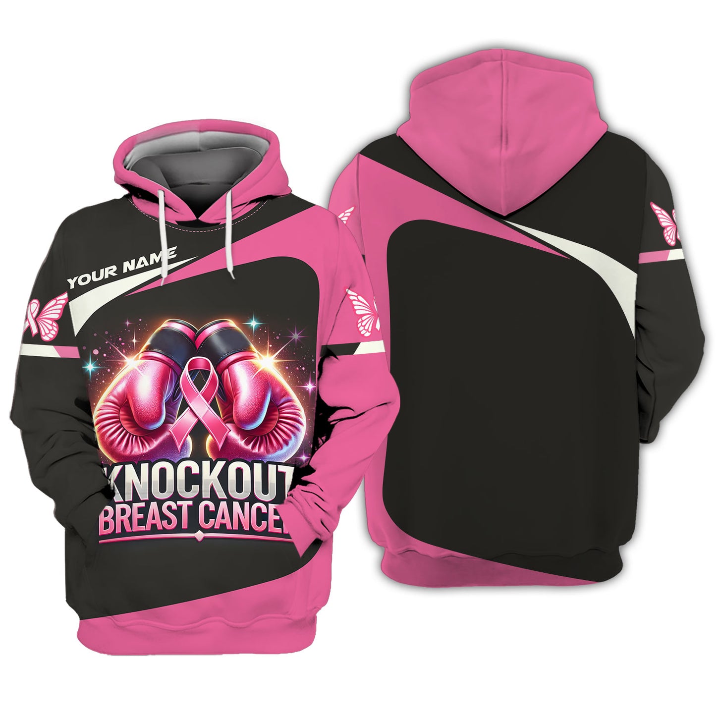 Knockout Breast Cancer Custom T-Shirts Boxing Gloves Breast Cancer 3D Shirt Gift For Cancer Survivor