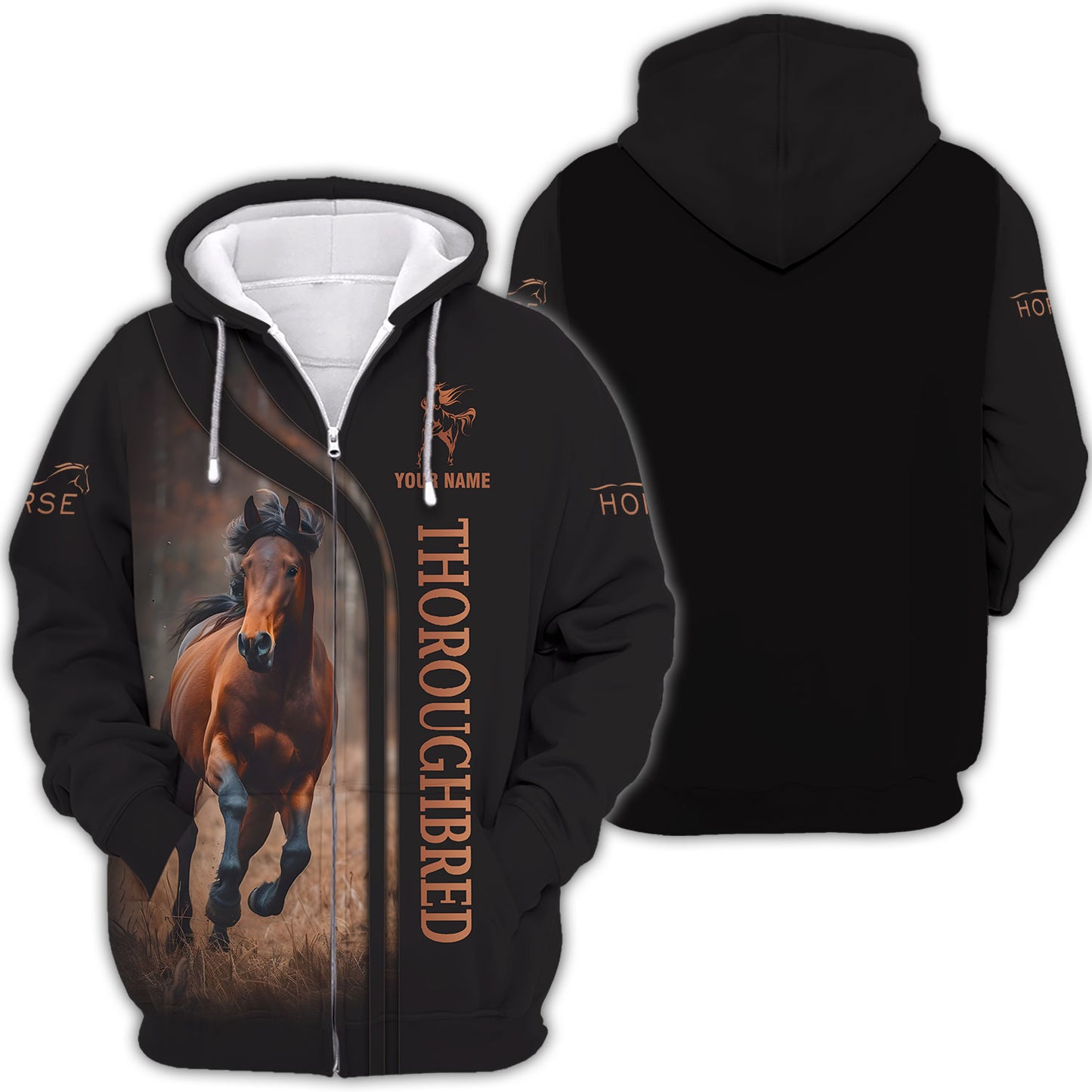 3D Full Print Thoroughbred Horse T-Shirts Personalized Name Gift For Horse Lovers