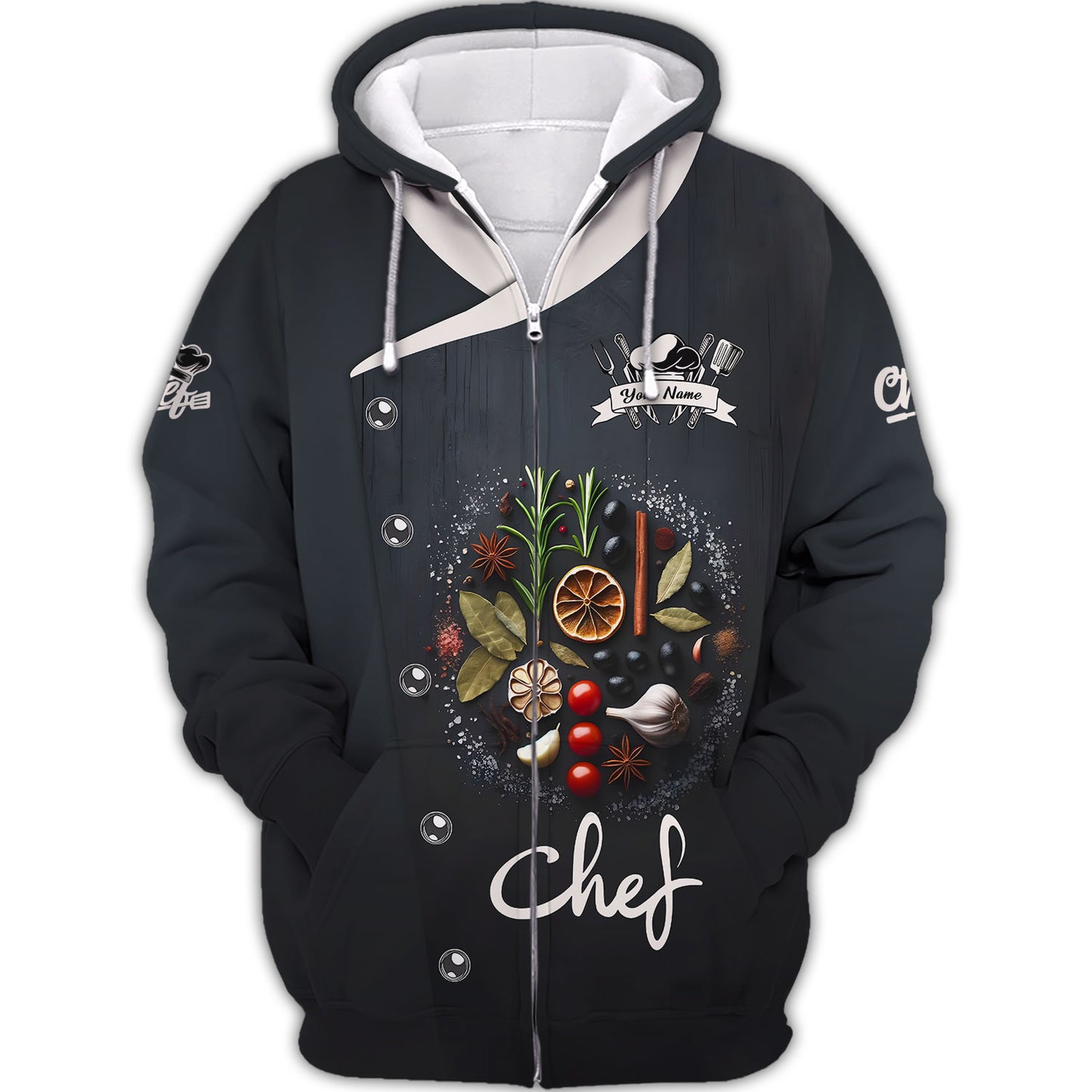 Personalized Chef Shirt - Elegant Spice and Herb Arrangement for Culinary Professionals