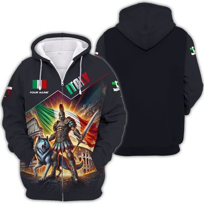 Camisetas con estampado 3D completo de Caballeros de Italia, regalo con nombre personalizado para amantes de Italia