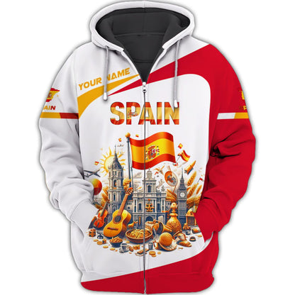 Personalized Spain Pride Shirt - Cultural Landmarks and Festivities Design for Spain Enthusiasts