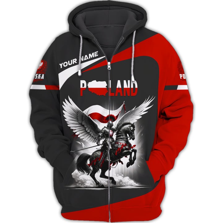 Personalized Poland Pride Shirt - Winged Hussar and Polish Flag