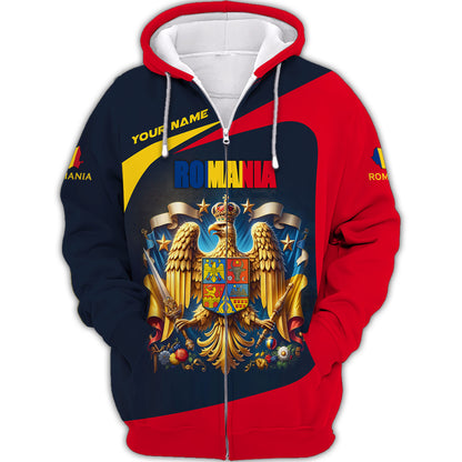 Personalized Romania Pride Shirt - Honor the Legacy of Romanian Heraldry