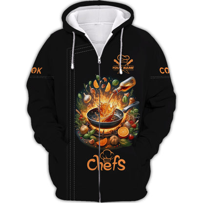 Personalized Chef Shirts - Dynamic Cooking Scene Design for Culinary Artists