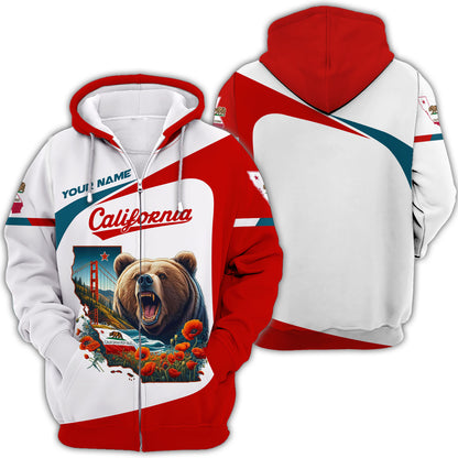 Camisetas de California con impresión 3D completa, regalo con nombre personalizado para amantes de California