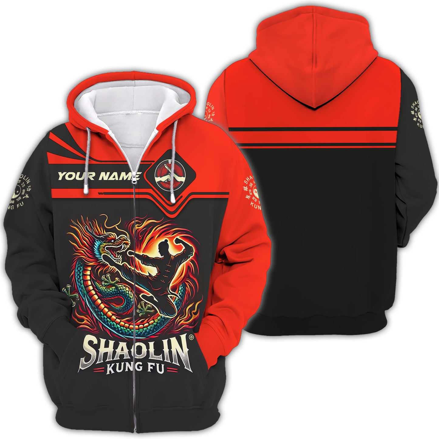 Shaolin Kung Fu With Gragon Custom T-Shirts Gift For Shaolin Kung Fu Lovers Shaolin Kung Fu 3D Shirt