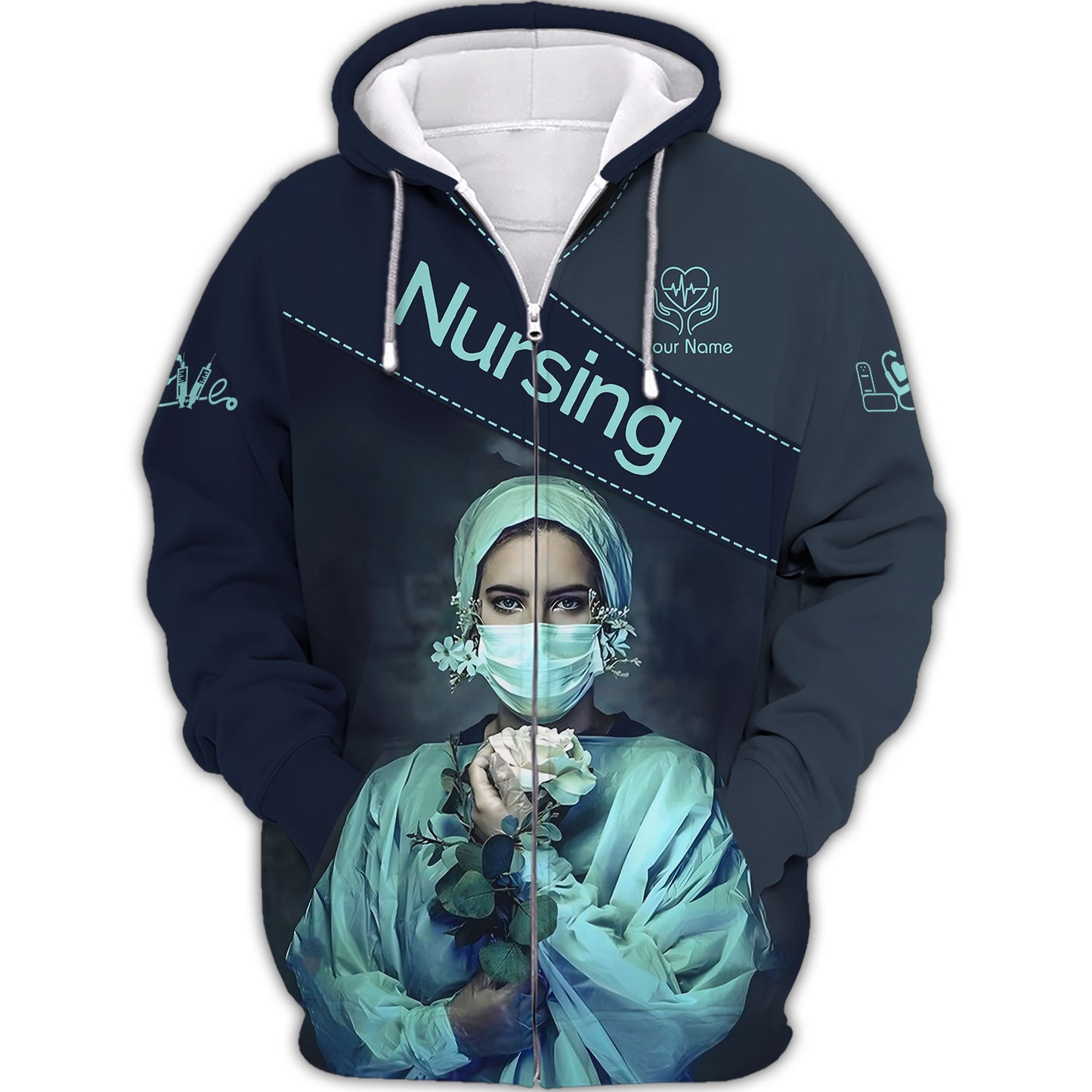 Personalized Nurse Shirt - Elegant Floral Elegance Meets Professional Pride