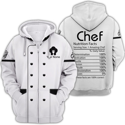 T-shirt de chef personnalisé - Informations nutritionnelles du chef