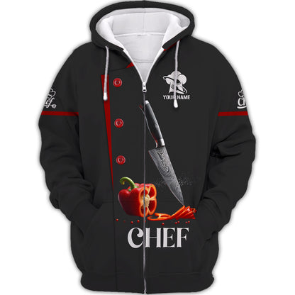 Personalized Chef Shirt – Precision Knife & Red Pepper Accent