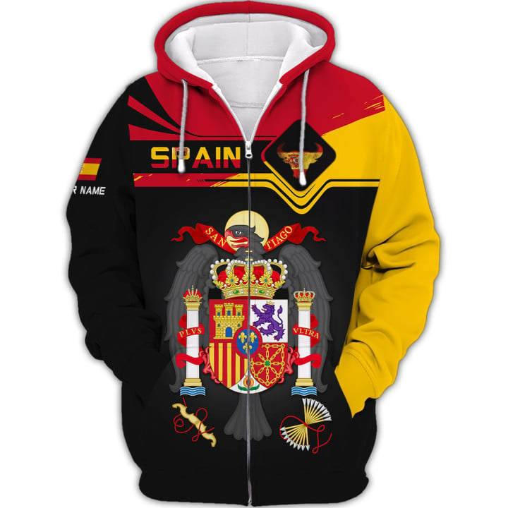 Personalized Spain Pride Shirt - Regal Coat of Arms and Bull