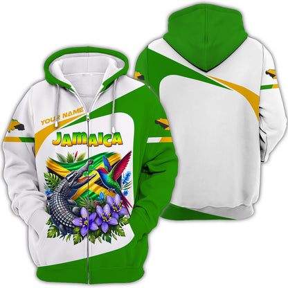 Camiseta personalizada con nombre 3D de mascotas con la bandera de Jamaica, regalo personalizado para amantes de Jamaica