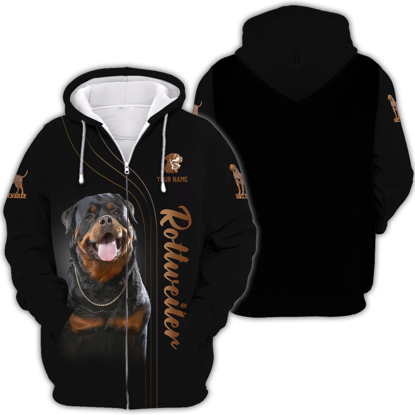 T-shirts pour chien Rottweiler à impression 3D complète, cadeau personnalisé avec nom pour les amoureux des chiens