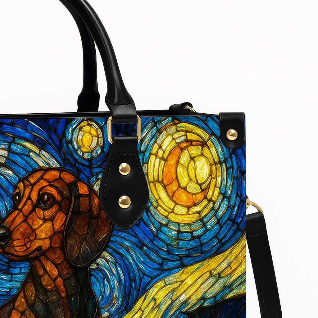 Dachshund Starry Night Handbag – Artistic Dog Mom Purse – Unique Dachshund Gift for Women - Art Style Tote Bag for Dog Lovers