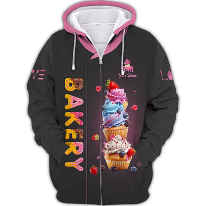 Personalized Bakery Shirts - Vibrant Cupcake Design for Baking Enthusiasts