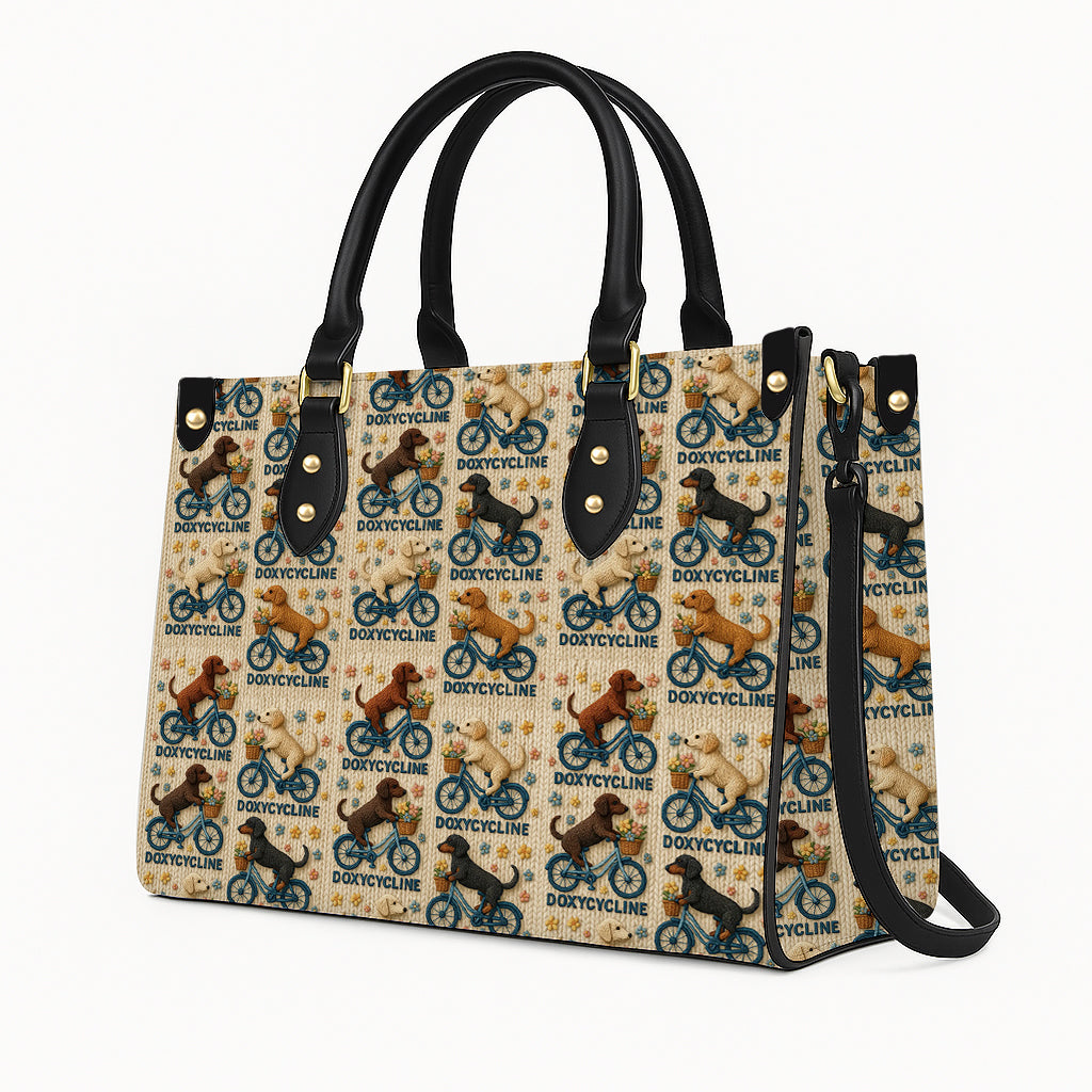 Dachshund Doxycycline Bicycle Handbag - Funny Dog Mom Tote Bag - Cute Dachshund Gift for Women - Unique Dog Lover Purse