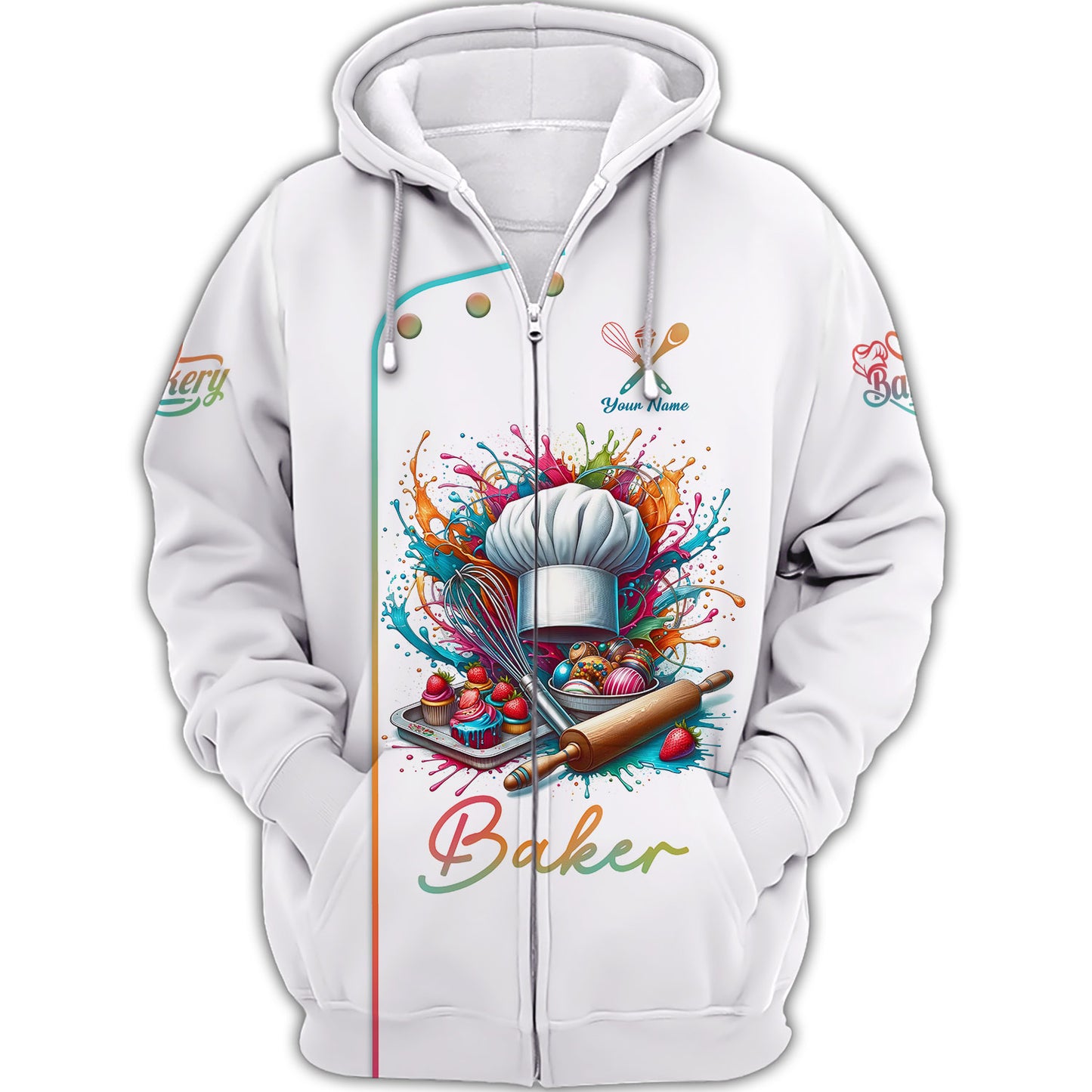 Personalized Baker Shirts - Vibrant Bakery Delights Design for Artistic Pastry Chefs