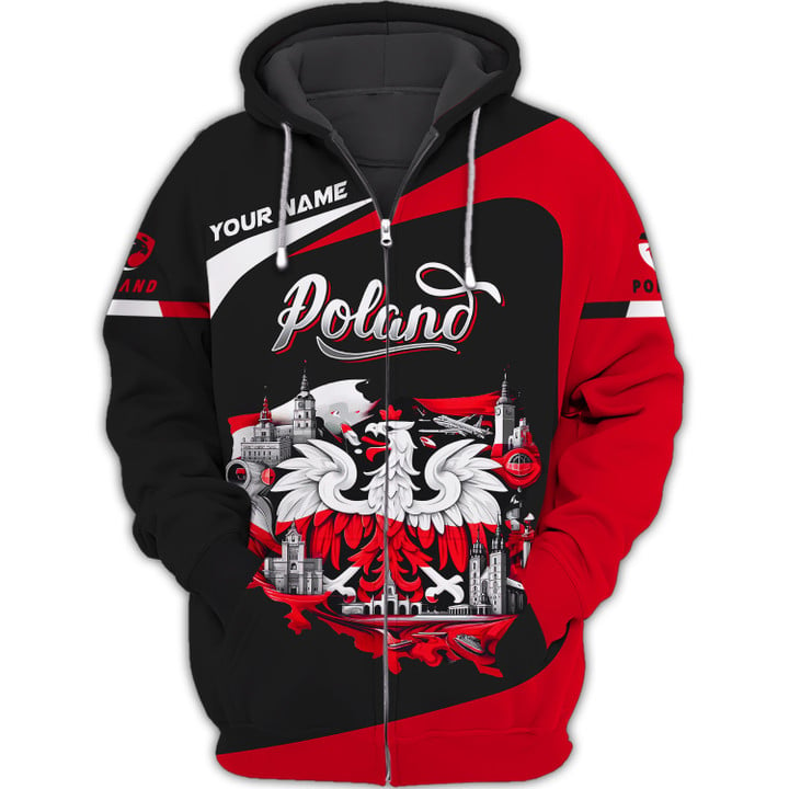 Personalized Poland Pride Shirt - White Eagle and Historic Landmarks