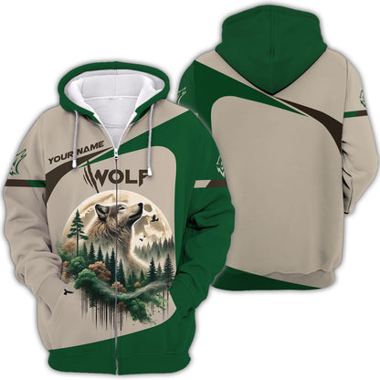 3D Full Print The Wolf With Jungle Shirt Personalized Name Gift For Wolves Lovers