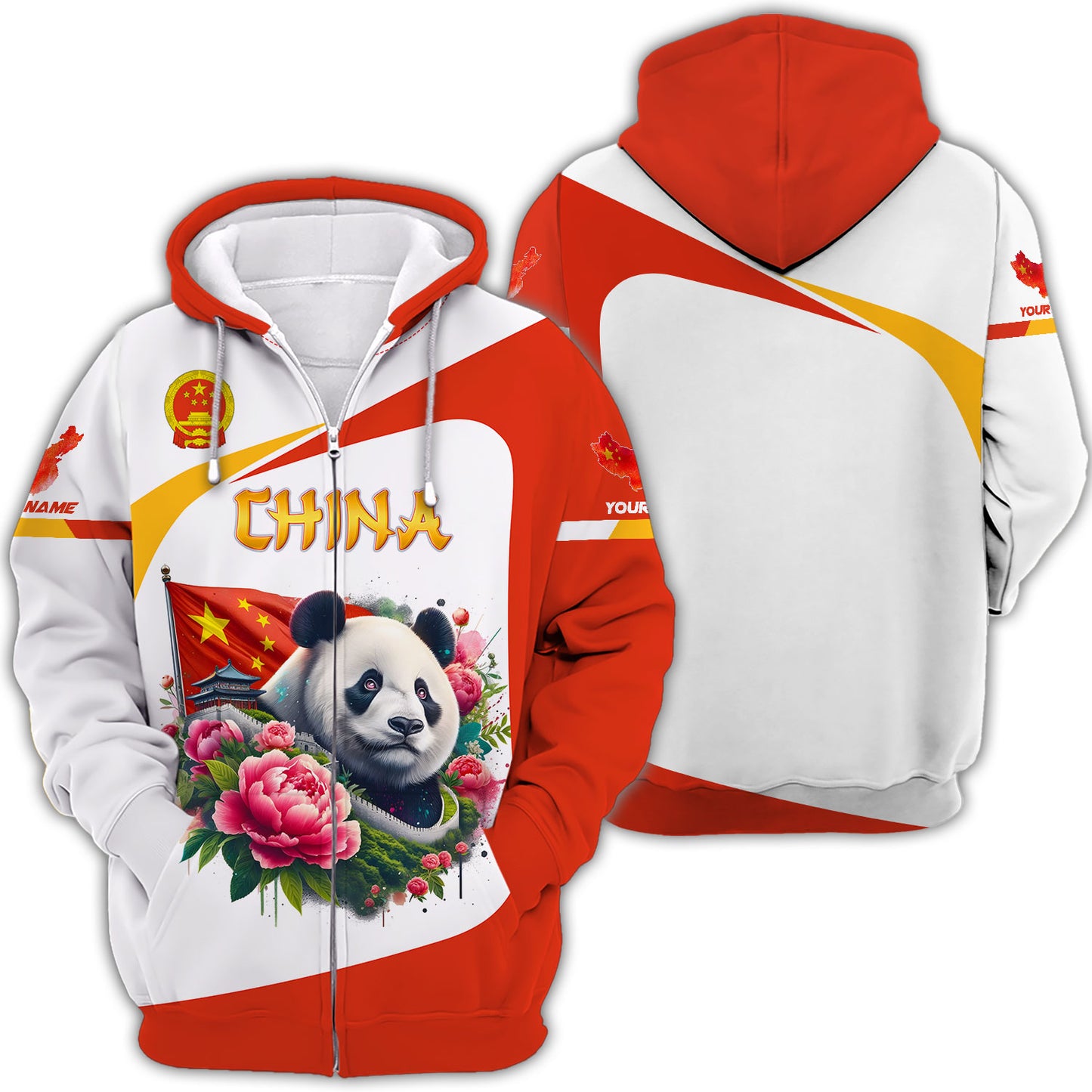 Camiseta con estampado 3D completo de panda y bandera de China, regalo personalizado con nombre para amantes chinos