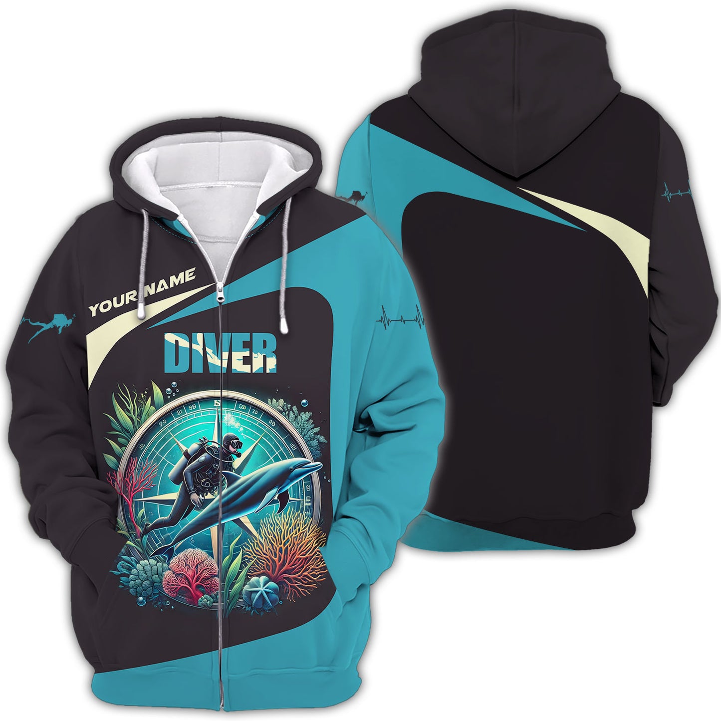 Camisetas de buceo con impresión 3D completa, regalo con nombre personalizado para amantes del buceo