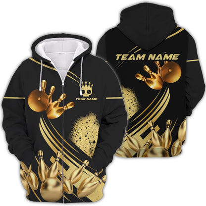 Personalized Bowling Team Shirt - Strike in Golden Style