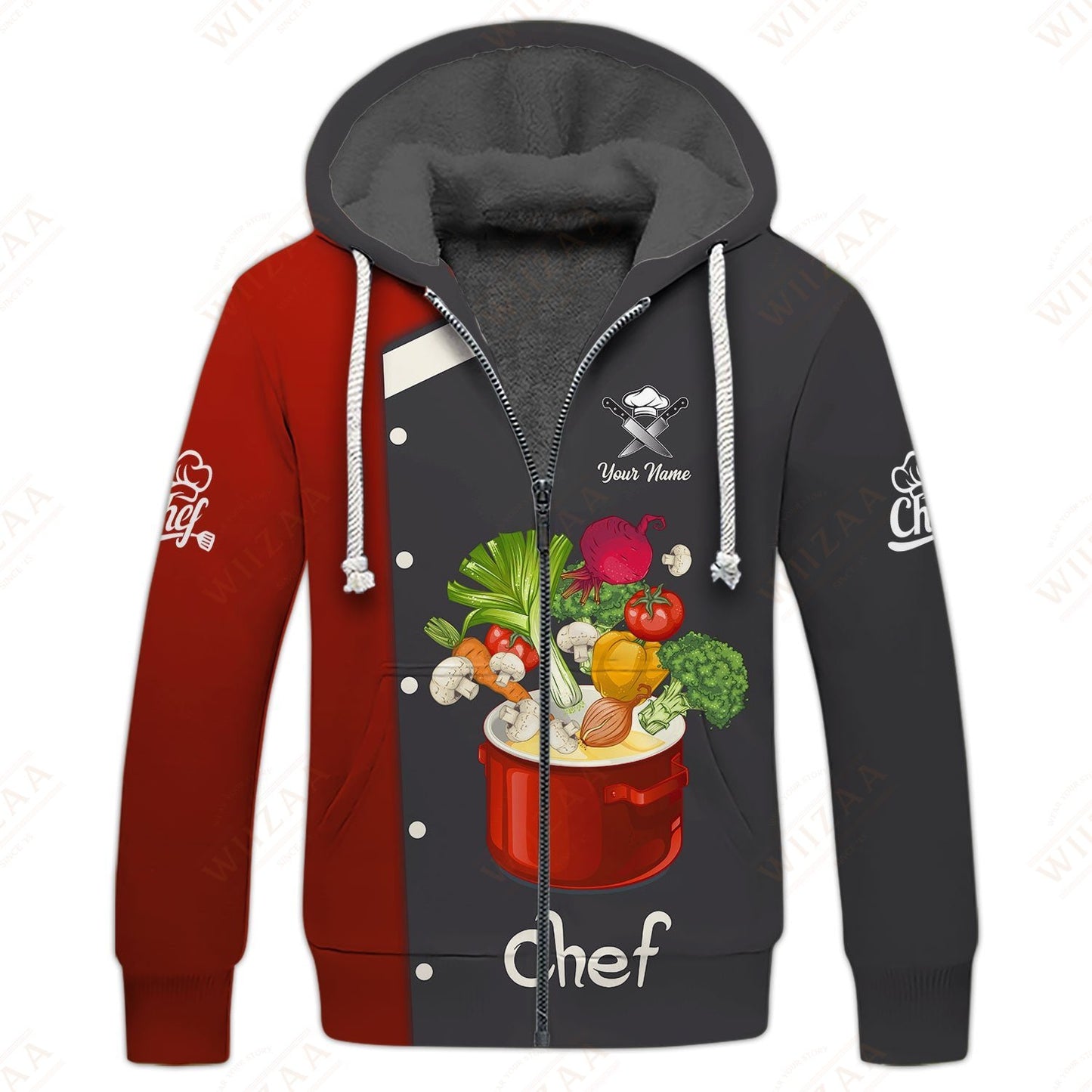 Camiseta de chef personalizada: elegante camiseta culinaria con estampado de verduras vibrantes para amantes de la comida