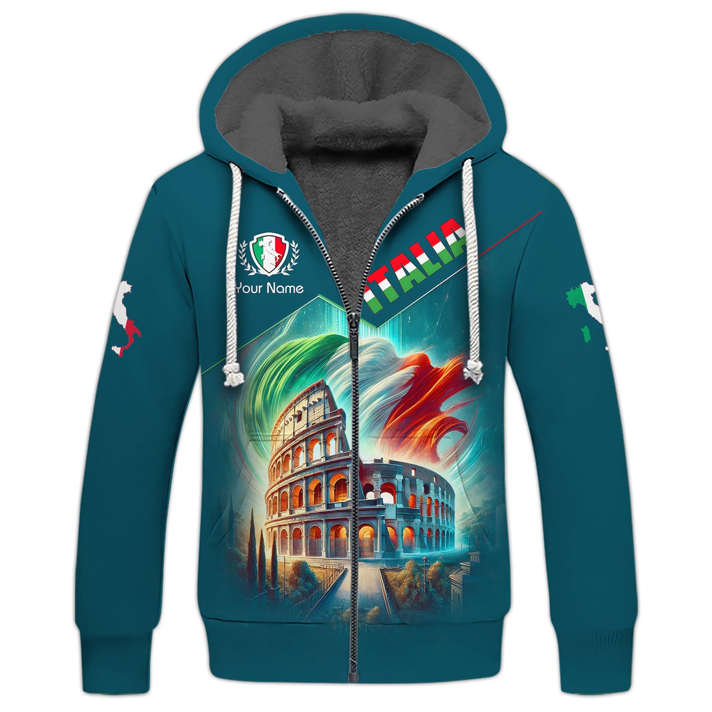 Le Colisée avec le drapeau de l'Italie T-shirts personnalisés Cadeau pour les amoureux de l'Italie T-shirt 3D