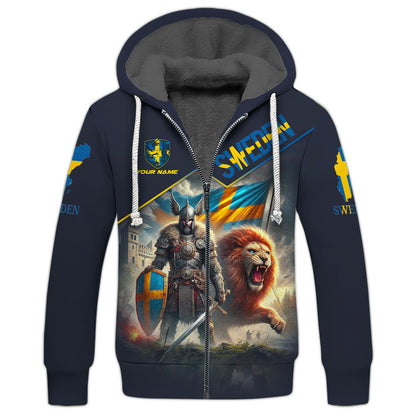 Viking Warrior With Lion Of Sweden Custom T-Shirts Gift For Swede Lovers